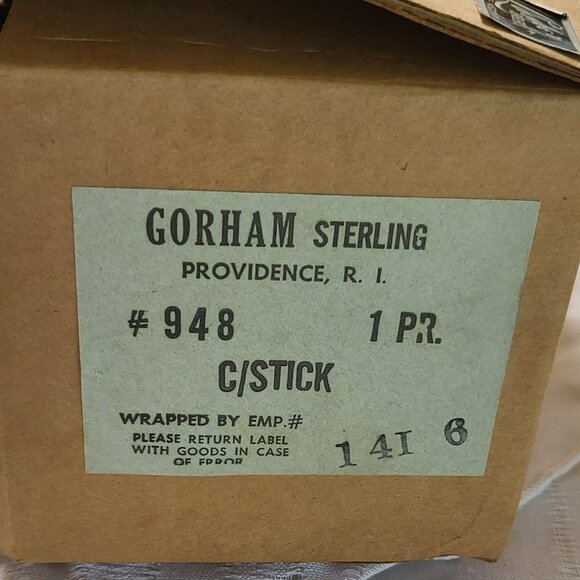 Vintage Gorham Sterling Silver pair Candlestick Holders #948 with original box - Picture 8 of 8